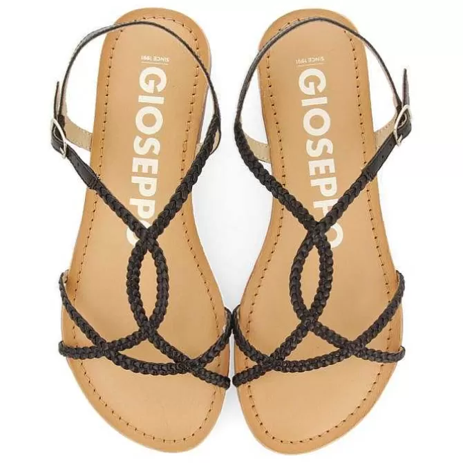 Sandalias Planas<Gioseppo Sandalias De Mujer Nioaque En Color Negro Con Tiras Finas Trenzadas