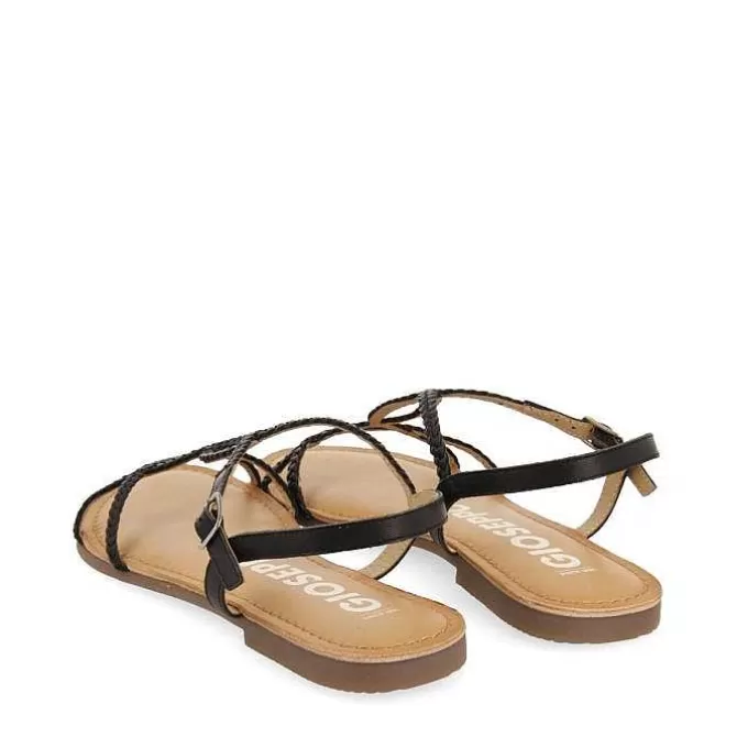 Sandalias Planas<Gioseppo Sandalias De Mujer Nioaque En Color Negro Con Tiras Finas Trenzadas