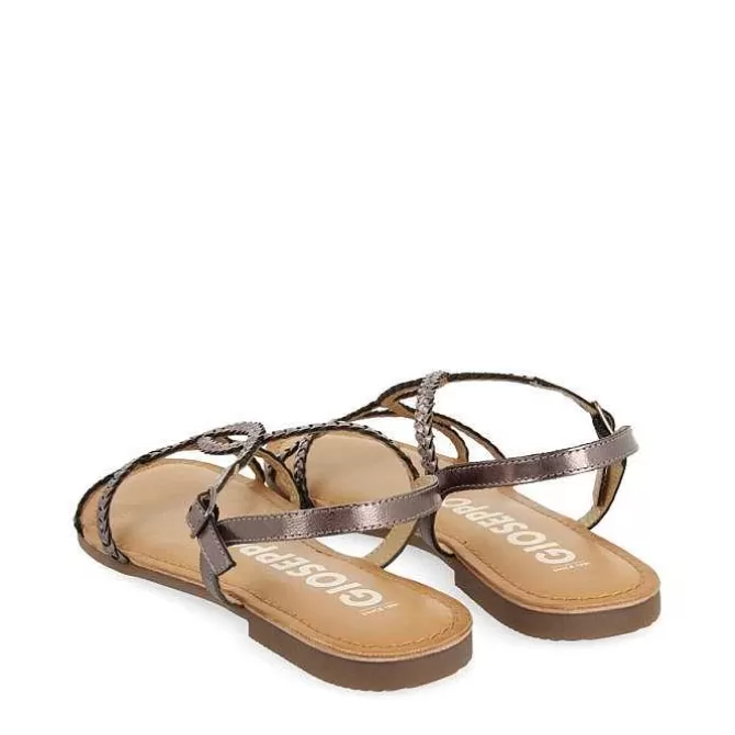 Sandalias Planas<Gioseppo Sandalias De Mujer Nioaque En Plata Oscuro Con Tiras Finas Trenzadas