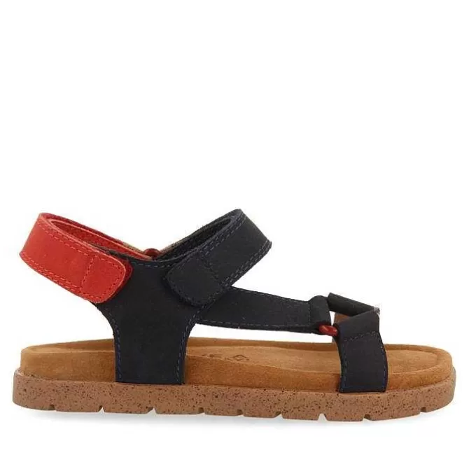 Niños | Sandalias<Gioseppo Sandalias De Piel Azul Marino Con Accesos En Rojo Para Nino Y Nina Depoe