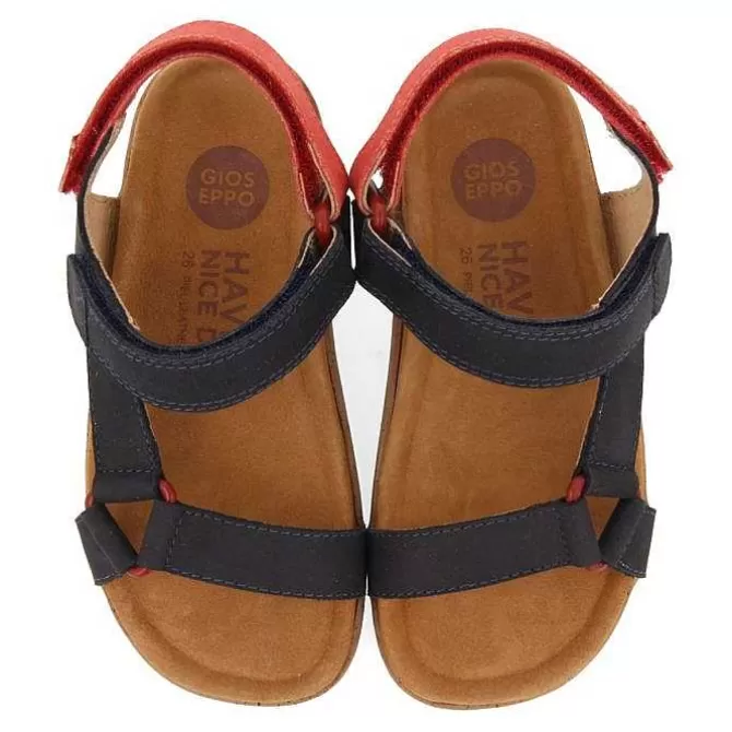 Niños | Sandalias<Gioseppo Sandalias De Piel Azul Marino Con Accesos En Rojo Para Nino Y Nina Depoe