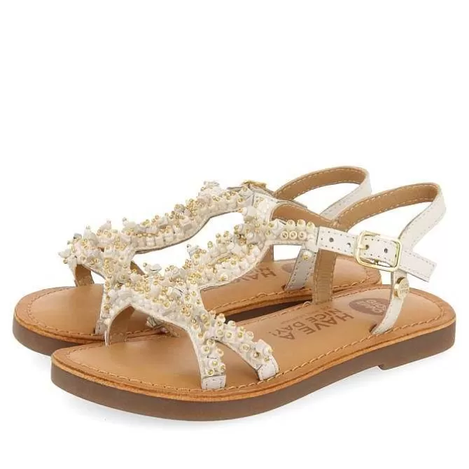 Niñas | Sandalias<Gioseppo Sandalias De Piel Blanca Con Adornos De Cuentas Para Nina Y Nino Tice