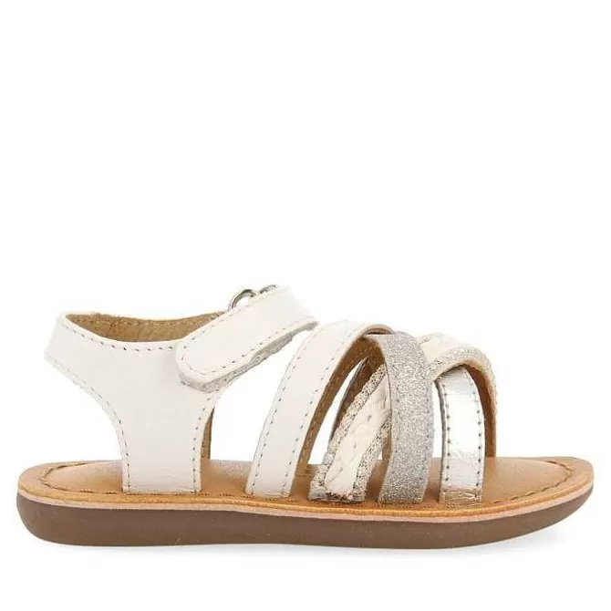 Bebe | Sandalias Bebe Nina<Gioseppo Sandalias De Piel Blanca Con Bordados En Rafia, Brillos Y Accesos Metalicos Para Bebe Ilok