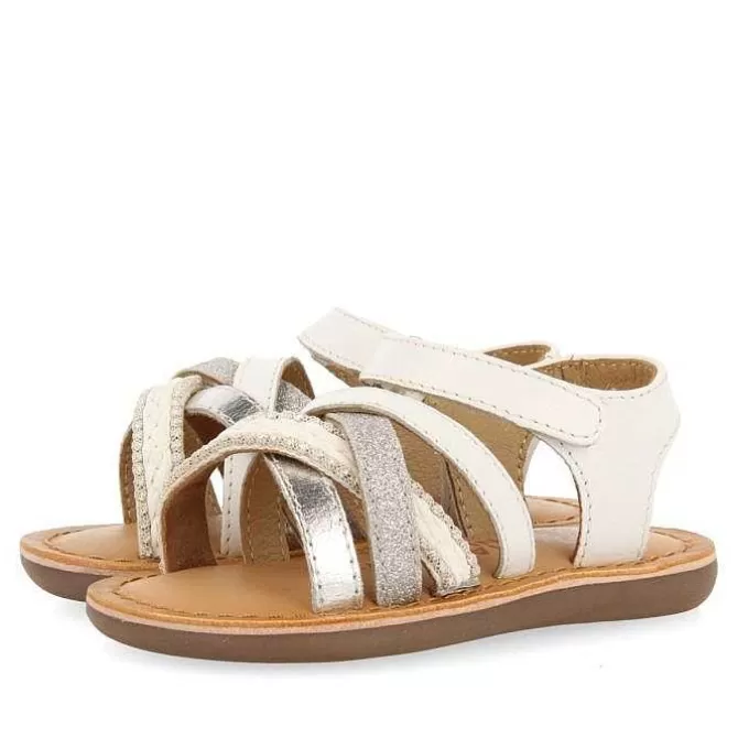 Bebe | Sandalias Bebe Nina<Gioseppo Sandalias De Piel Blanca Con Bordados En Rafia, Brillos Y Accesos Metalicos Para Bebe Ilok