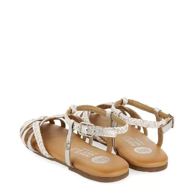 Niñas | Sandalias<Gioseppo Sandalias De Piel Blanca Con Detalles Metalizados Estilo Cangrejera Para Nina Y Nino Belsh