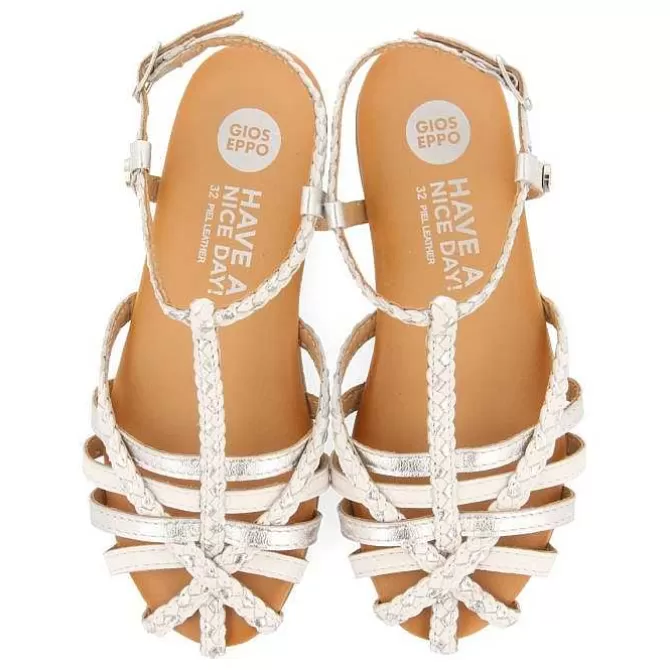 Niñas | Sandalias<Gioseppo Sandalias De Piel Blanca Con Detalles Metalizados Estilo Cangrejera Para Nina Y Nino Belsh