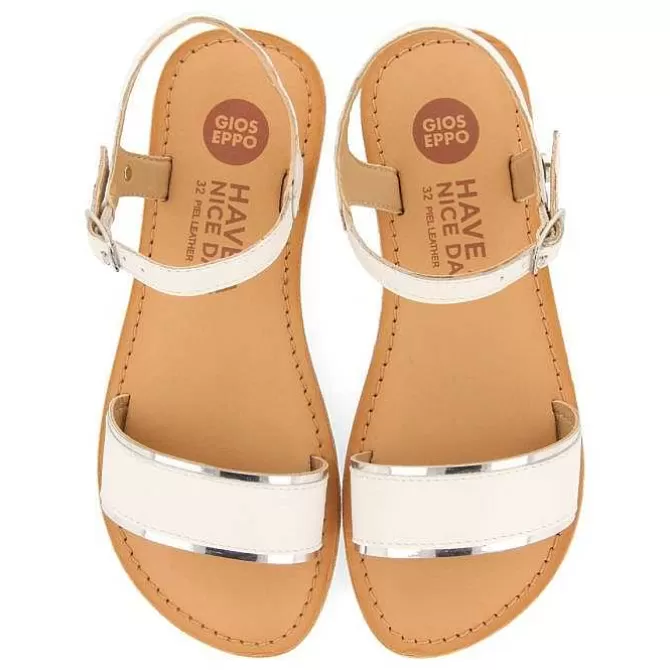 Niñas | Sandalias<Gioseppo Sandalias De Piel Blanca Con Detalles Metalizados Nina Ishem