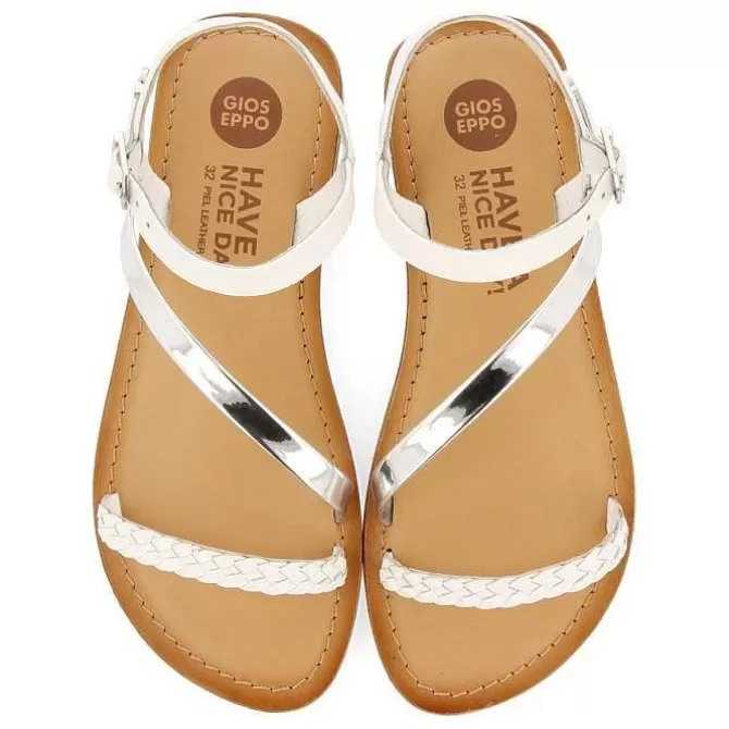 Niñas | Sandalias<Gioseppo Sandalias De Piel Blanca Con Detalles Trenzados Y Metalizados Para Nina Y Nino Helix
