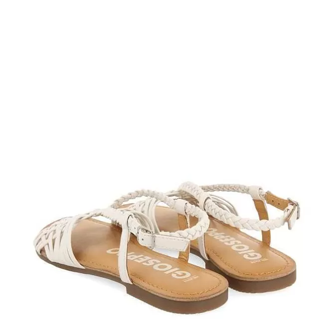 Sandalias Planas<Gioseppo Sandalias De Piel Blanca Con Tiras Cruzadas Para Mujer Aidone