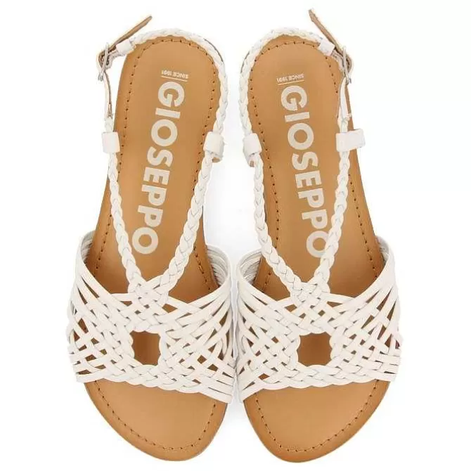 Sandalias Planas<Gioseppo Sandalias De Piel Blanca Con Tiras Cruzadas Para Mujer Aidone