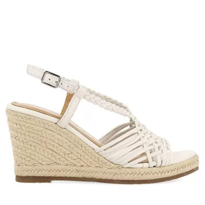 Sandalias Cuña<Gioseppo Sandalias De Piel Blanca Con Tiras Y Cuña Alta De Yute Para Mujer Glide
