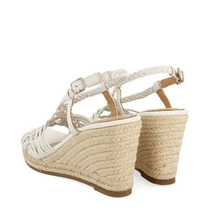 Sandalias Cuña<Gioseppo Sandalias De Piel Blanca Con Tiras Y Cuña Alta De Yute Para Mujer Glide