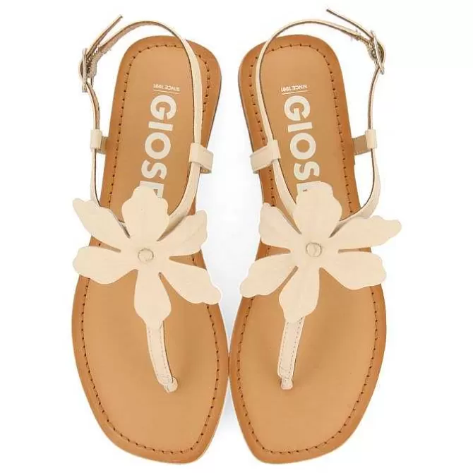 Sandalias Planas<Gioseppo Sandalias De Piel Blanco Rojo Con Adornos De Flores Para Mujer Velcan
