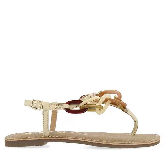 Sandalias Planas<Gioseppo Sandalias De Piel Blanco Rojo Con Detalle Enlaces Multicolor Para Mujer Medley