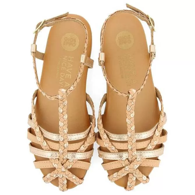 Niñas | Sandalias<Gioseppo Sandalias De Piel Color Nude Con Detalles Metalicos Estilo Cangrejera Para Nina Y Nino Belsh