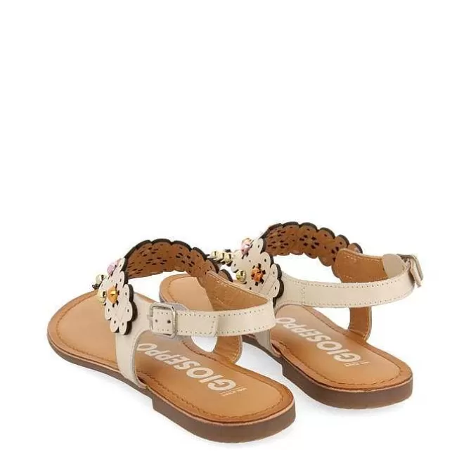 Sandalias Planas<Gioseppo Sandalias De Piel Con Decoracion De Flores En Blanco Rojo Para Mujer Preloj