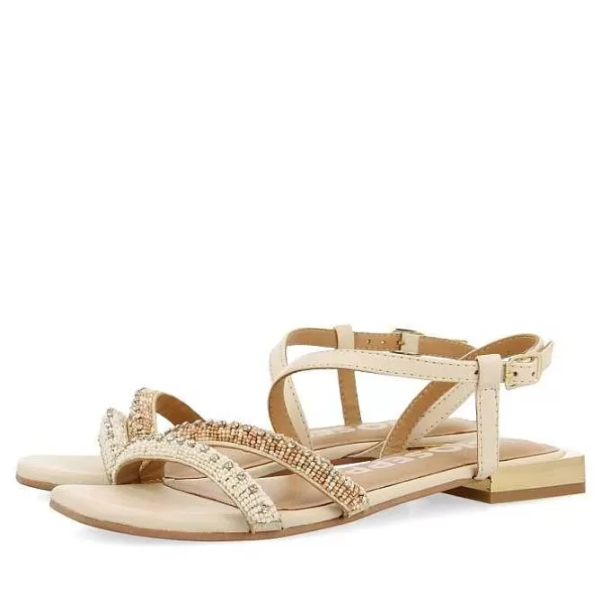 Sandalias Planas<Gioseppo Sandalias De Piel Con Piedras Blanco Rojo Para Mujer Landkey
