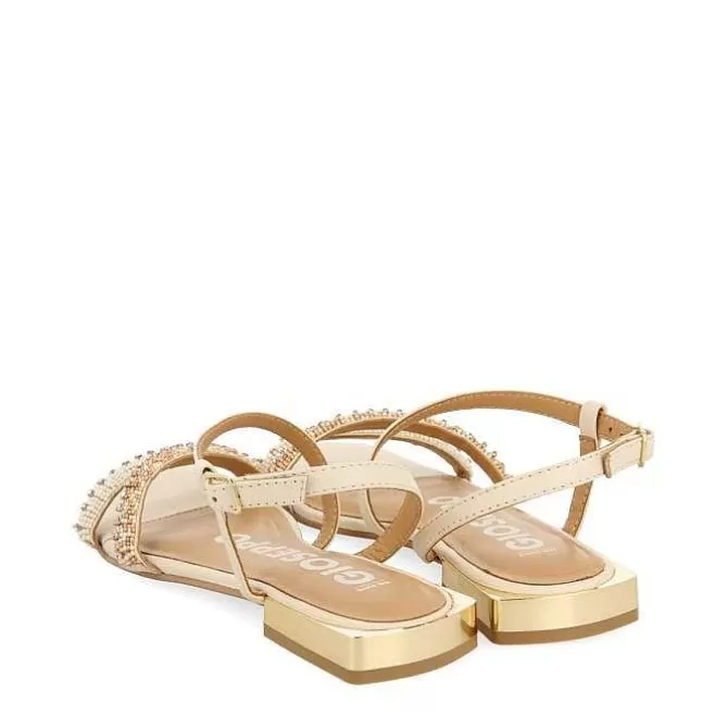 Sandalias Planas<Gioseppo Sandalias De Piel Con Piedras Blanco Rojo Para Mujer Landkey