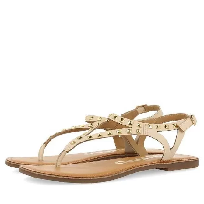 Sandalias Planas<Gioseppo Sandalias De Piel Con Tachuelas Blanco Rojo Para Mujer Trilby