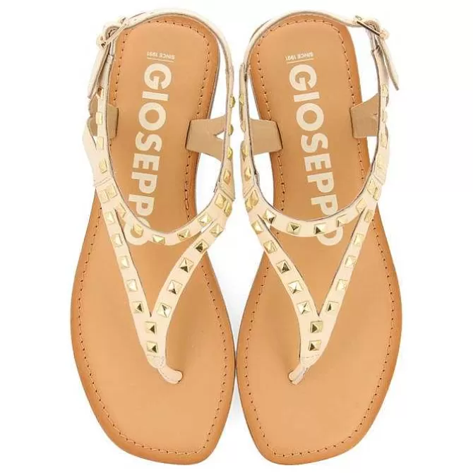 Sandalias Planas<Gioseppo Sandalias De Piel Con Tachuelas Blanco Rojo Para Mujer Trilby