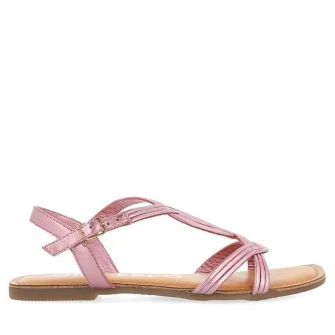Sandalias Planas<Gioseppo Sandalias De Piel Con Tira Cruzada Rosa Para Mujer Elbasan