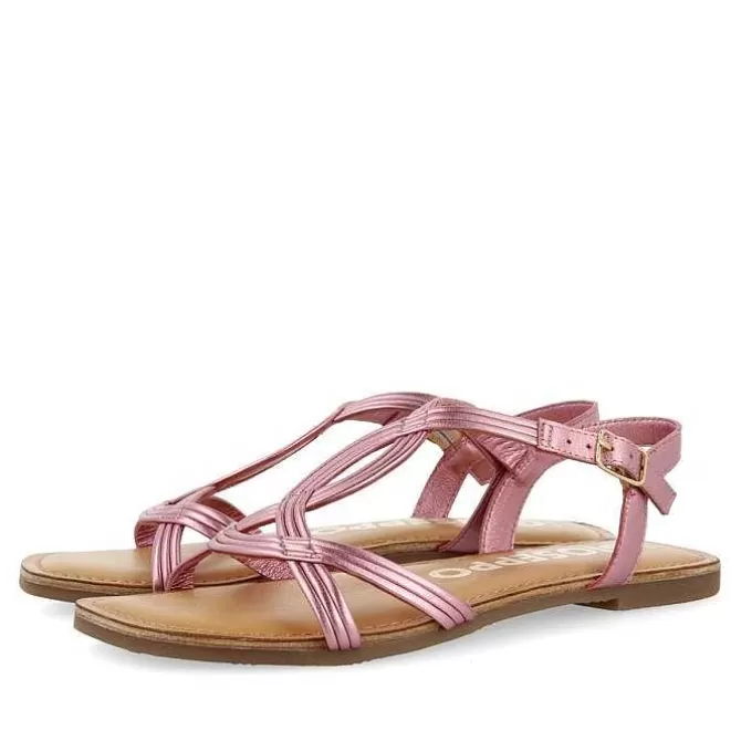 Sandalias Planas<Gioseppo Sandalias De Piel Con Tira Cruzada Rosa Para Mujer Elbasan