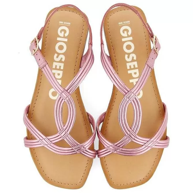 Sandalias Planas<Gioseppo Sandalias De Piel Con Tira Cruzada Rosa Para Mujer Elbasan