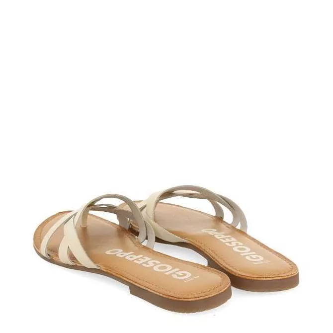 Sandalias Planas<Gioseppo Sandalias De Piel Con Tirantes Blanco Rojo Para Mujer Cayuse