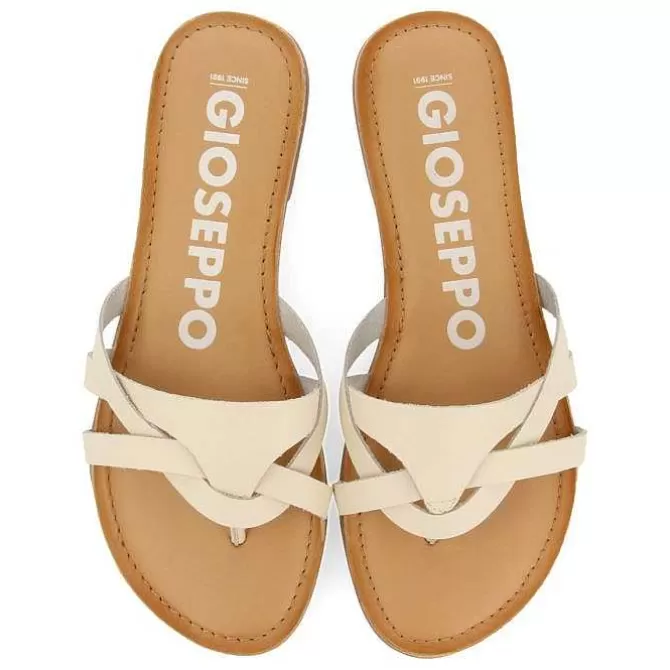 Sandalias Planas<Gioseppo Sandalias De Piel Con Tirantes Blanco Rojo Para Mujer Cayuse