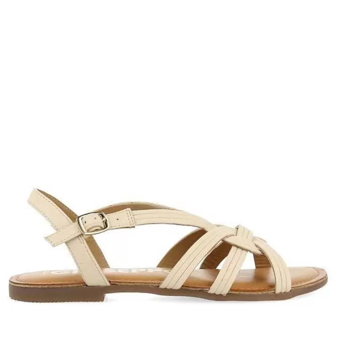 Sandalias Planas<Gioseppo Sandalias De Piel Con Tirantes Cruzados Blanco Rojo Para Mujer Golaj