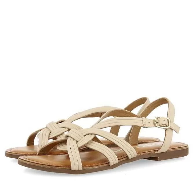 Sandalias Planas<Gioseppo Sandalias De Piel Con Tirantes Cruzados Blanco Rojo Para Mujer Golaj