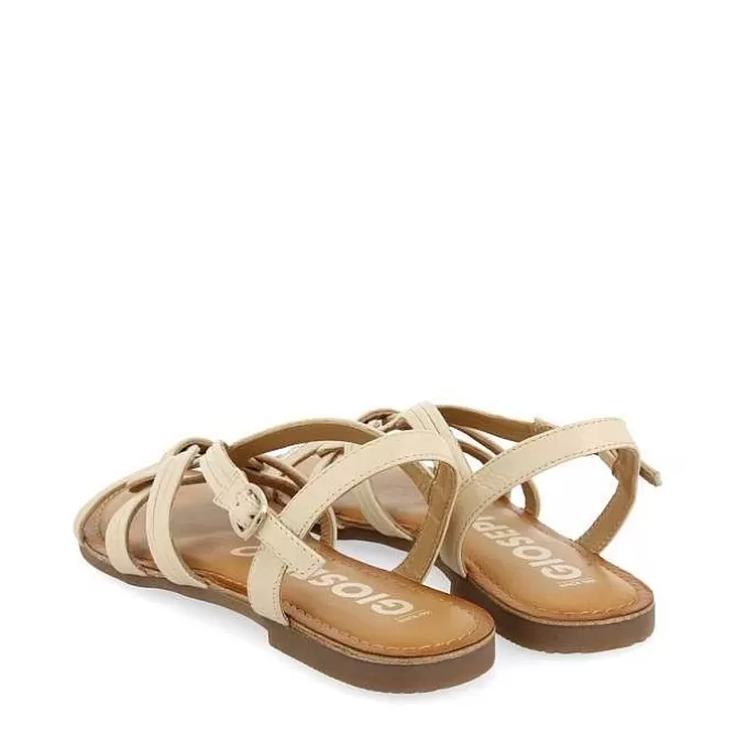 Sandalias Planas<Gioseppo Sandalias De Piel Con Tirantes Cruzados Blanco Rojo Para Mujer Golaj
