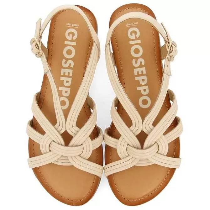 Sandalias Planas<Gioseppo Sandalias De Piel Con Tirantes Cruzados Blanco Rojo Para Mujer Golaj