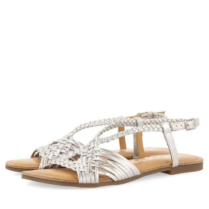 Sandalias Planas<Gioseppo Sandalias De Piel Con Tirantes Cruzados Plata Para Mujer Aidone