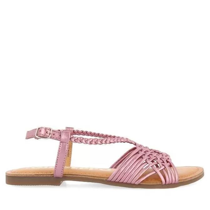 Sandalias Planas<Gioseppo Sandalias De Piel Con Tirantes Cruzados Rosa Para Mujer Aidone