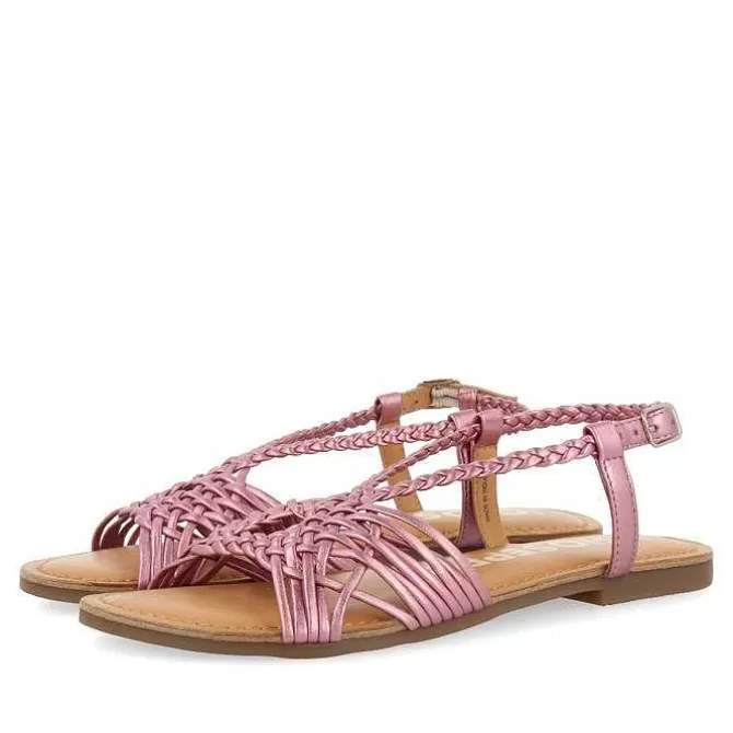 Sandalias Planas<Gioseppo Sandalias De Piel Con Tirantes Cruzados Rosa Para Mujer Aidone