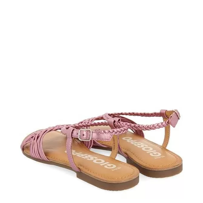 Sandalias Planas<Gioseppo Sandalias De Piel Con Tirantes Cruzados Rosa Para Mujer Aidone