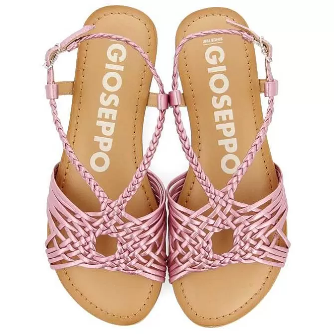 Sandalias Planas<Gioseppo Sandalias De Piel Con Tirantes Cruzados Rosa Para Mujer Aidone