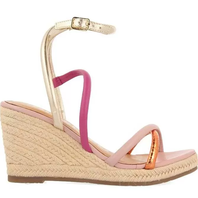 Sandalias Cuña<Gioseppo Sandalias De Piel Con Tirantes Finos Multicolor Y Cuña Alta De Yute Para Mujer Rometta