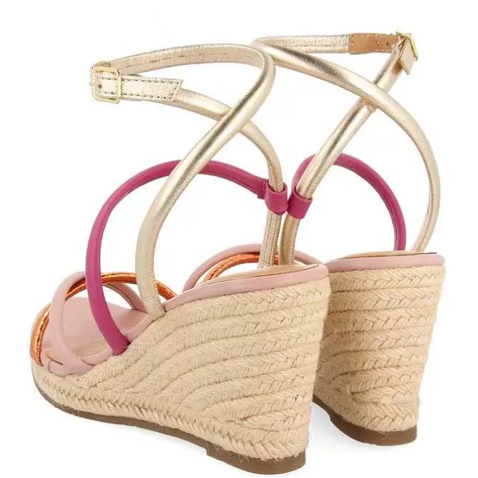 Sandalias Cuña<Gioseppo Sandalias De Piel Con Tirantes Finos Multicolor Y Cuña Alta De Yute Para Mujer Rometta
