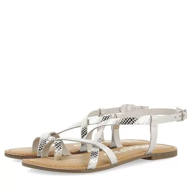 Sandalias Planas<Gioseppo Sandalias De Piel Con Tirantes Finos Plata Para Mujer Coursan