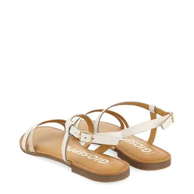 Sandalias Planas<Gioseppo Sandalias De Piel Con Tiras Blancas Y Metalicas Para Mujer Bargeme