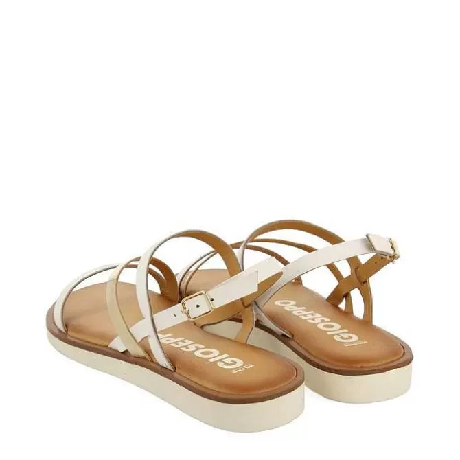 Sandalias Planas<Gioseppo Sandalias De Piel Con Tiras Blancas Y Metalicas Para Mujer Carbis