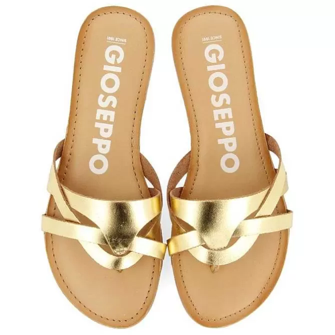 Sandalias Planas<Gioseppo Sandalias De Piel Con Tiras Dorada Para Mujer Cayuse