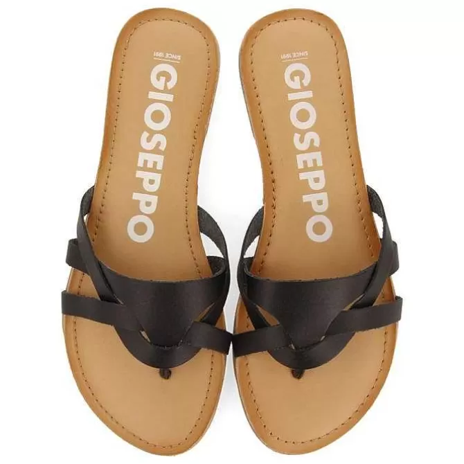 Sandalias Planas<Gioseppo Sandalias De Piel Con Tiras Negras Para Mujer Cayuse