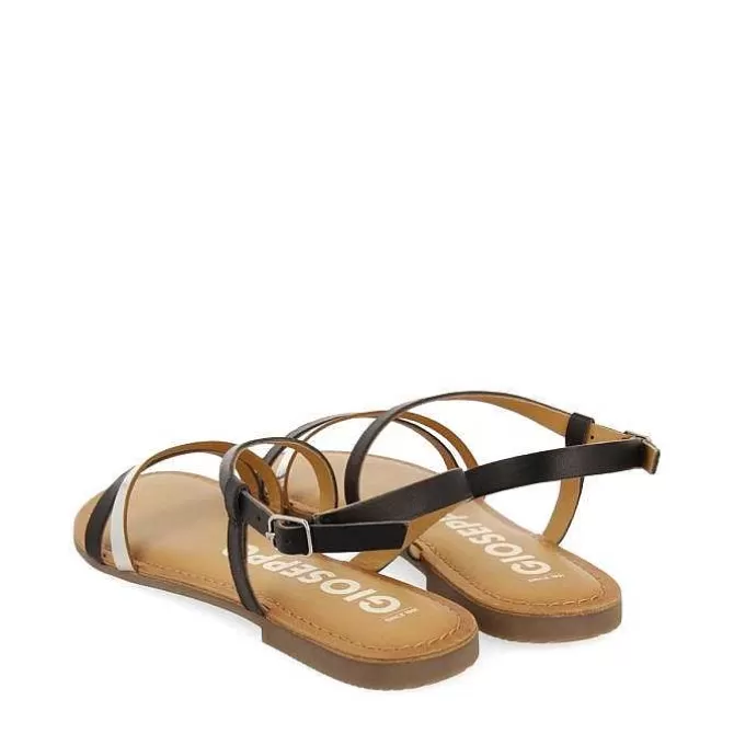 Sandalias Planas<Gioseppo Sandalias De Piel Con Tiras Negras Y Metalicas Para Mujer Bargeme