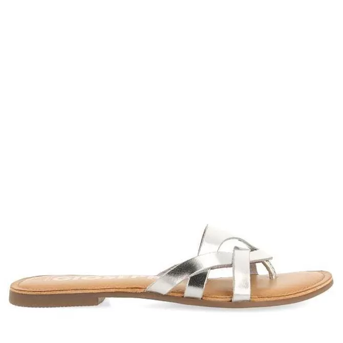 Sandalias Planas<Gioseppo Sandalias De Piel Con Tiras Plata Para Mujer Cayuse