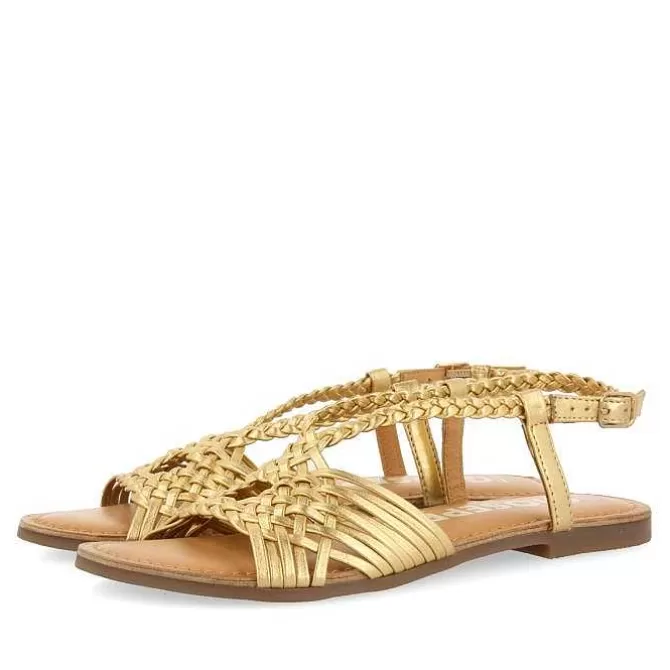 Sandalias Planas<Gioseppo Sandalias De Piel Dorada Con Tirantes Cruzados Para Mujer Aidone
