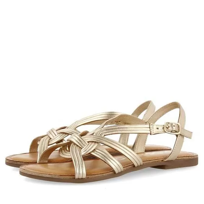 Sandalias Planas<Gioseppo Sandalias De Piel Dorada Con Tirantes Cruzados Para Mujer Golaj