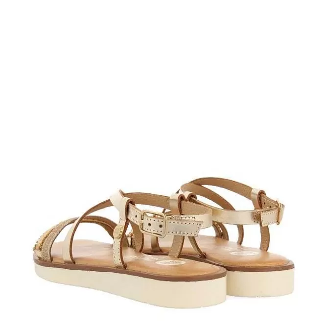 Niñas | Sandalias<Gioseppo Sandalias De Piel Dorada Con Trenzados, Brillos Y Accesos Metalicos Para Nina Y Nino Merrill